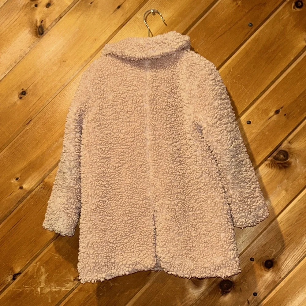 Elodie kids blush pink Sherpa fleece peacoat jacket 4T